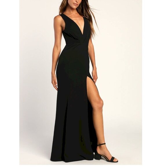 All For The Romance Black Backless Mermaid Maxi Dress by Lulu's Size XS New NWT - Picture 5 of 7